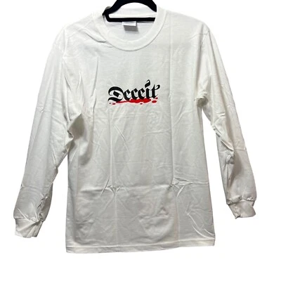 Y2K Trust No One Spider Print Graphic Long Sleeve T-Shirt White Streetwear Small - Image 1 of 4