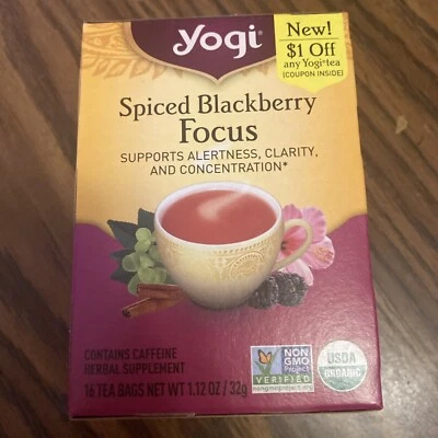 Yogi Tea, Té Verde ESPECIADO MORA FOCUS, Wellness 16 Ct (1 Caja) 11/09/2025 Foto 1 de 4