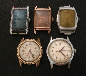 Five Vintage Estate Old Wristwatches for Repair or Restoration - Picture 1 of 2