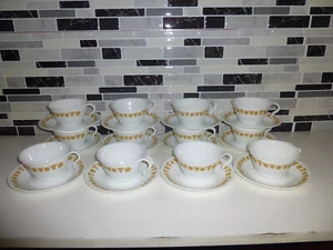 12 VTG Corelle Hook Handle Coffee/Tea Cups & Saucers Butterfly Gold Set Corning - Picture 1 of 13