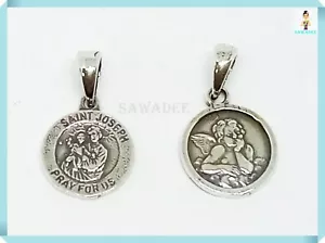 Collana Ciondolo Argento 925% San Giuseppe Angelo Custode Puttino - Foto 1 di 10