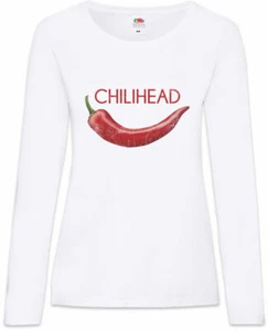 Chilihead Damen Langarm T-Shirt Chili Peppers peperoncino Fun Hottie Hotty - Picture 1 of 1