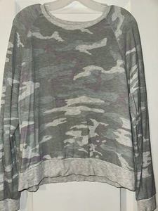 Damen THREAD & SUPPLY L/S Pullover leichtes pastellfarbenes Camouflage Sweatshirt L - Bild 1 von 7