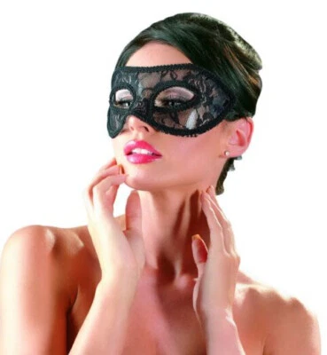 Maschera Rigida del Mistero Viso Occhi Stile Barocco in Pizzo Ricamato Nero - Immagine 1 di 4