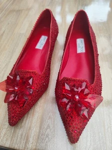 jimmy Choo London Ballerina 39 rot 1 mal getragen mit Schutzschicht auf der Sole - Bild 1 von 7