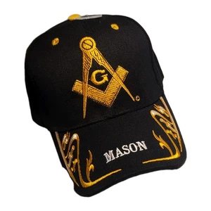 Baseballmütze Kappe schwarz Master Mason quadratischer Kompass Freimaurer Bruderschaft Freimaurer - Bild 1 von 5