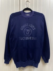 Sudadera True Vintage Años 70 Universidad Tuktoyaktuk Cuello Redondo Hombre’s Mediana Azul Marino - Imagen 1 de 6