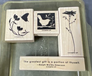 Stampin' Up! Wood Mounted Rubber Stamp Set (4) Of the Earth Unused Nature Bird - Picture 1 of 3
