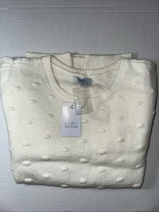Neu Croft & Barrow Kohls eleganter Damenpullover weiß elfenbeinfarben erhabene Punkte XL - Bild 1 von 5