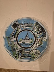 1970er Walt Disney World Glas 7" Bonboniere Teller Schale Magic Kingdom Vintage - Bild 1 von 9