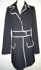 Studio M Black long Bazer jacket coat Beige Lining size 6