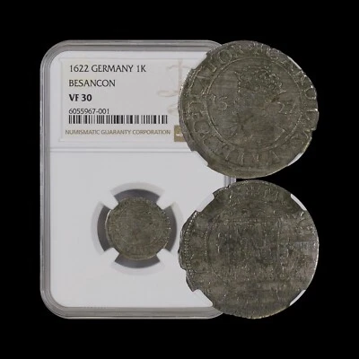 GERMANY. 1622, 1 Carolus, Silver - NGC VF30 - Top Pop 🥇 Besancon, INO Charles V - Image 1 of 4