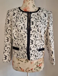 Phase Eight Size 14 Navy And Ivory Mathilde Lace Jacket - Picture 1 of 12