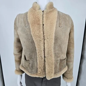 Vintage 1960s Tannery East Reversible Shearling Sheepskin Aviator Jacket (M) - Picture 1 of 15