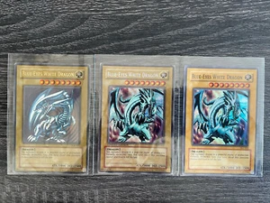 Yu-Gi-Oh Blue Eyes White Dragon Rare Foil Card Lot SDK-001, BPT-003, SKE-001 - Picture 1 of 7