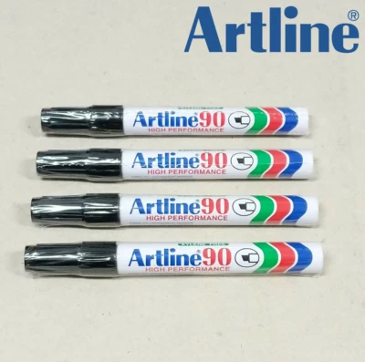 4 x Artline 90 Permanent Marker Xylene Free Chisel Tip 2-5mm Black EK-90 - image 1 of 4