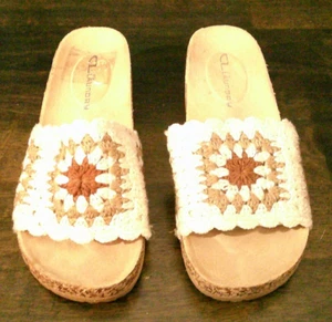 Laundry by Shelli Segal Crochet Slide Sandals Size 6 – Fabric Upper, Light Wear, - Picture 1 of 11