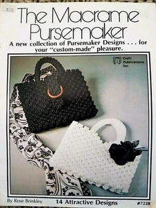 Craft Pub 7228 MACRAME PURSEMAKER 1977 24pg 14 designs Rose Brinkley - Picture 1 of 10