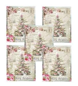 Christmas Cards Set of 15 Size 4x5” Vintage Themed Xmas Tree Card Prints  #CX15 - Picture 1 of 3