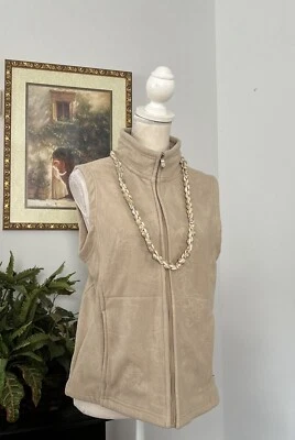 Frost Medium Beige Full Zip Thick High Neck Fleece Vest Sleeveless Pocket Zip - Image 1 of 4