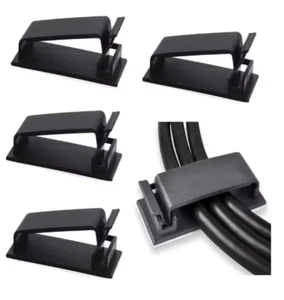 Kabelbinder Kabelhalter Kabel Clip Klammer Halterung Klebehaken Computer Tisch  - Bild 1 von 9