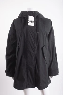 Abrigo Chaqueta Parka Mujer Zara Negro Grande Asimétrico XS 0518/041 NUEVO CON ETIQUETAS Foto 1 de 4