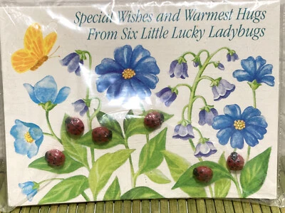 VTG Red Lucky Ladybug Buttons Avon 1/2" Shank NEW on Presentation Card - Image 1 of 4