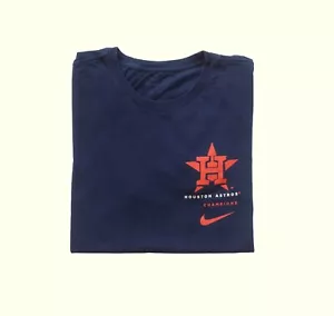 NIKE MLB HOUSTON ASTROS WORLD SERIES CHAMPIONS BASEBALL BLUE T SHIRT MENs SZ L - Picture 1 of 6