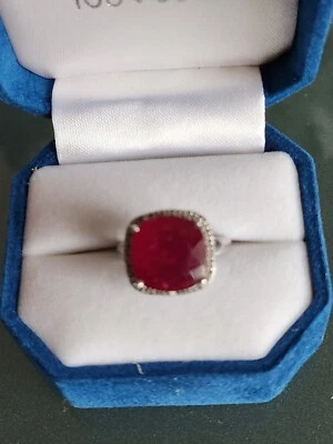 Anillo MAHALEO Rubí Plata de Ley 925 Talla 7 Nuevo Sin Etiquetas  Foto 1 de 4