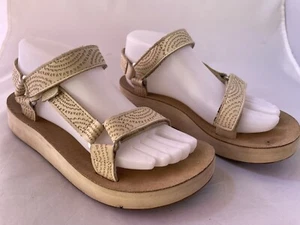 Teva Midform Leather Sandals Women sz. 7 Universal Geometric Open Toe White Swan - Picture 1 of 7