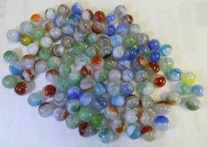 #18210m Vintage Group of 100 Vitro Agate Marbles .59 to .64 Inches - Picture 1 of 12
