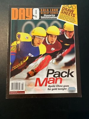 APOLO OHNO Signed SI Day 9 Salt Lake Olympic Program AUTO Mounted Memories COA  - Image 1 of 4