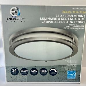 Energetic Lighting 14 Inch LED Flush Mount Ceiling Light Brushed Nickel Finish