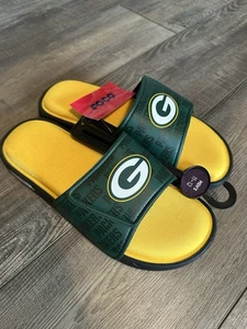 Green Bay Packers Sandals New FOCO NFL Memory Foam Slides Mens Size L 11-12 - Picture 1 of 4