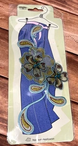 Wrights blau Paisley Blumen Bügelbild bestickt Applikation Patch VERZIERUNG - Bild 1 von 4