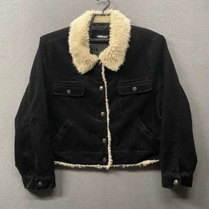 Vtg Y2K Dollhouse Corduroy Jacket Faux Sherpa Collar Womens 3X Black Lined - Picture 1 of 15