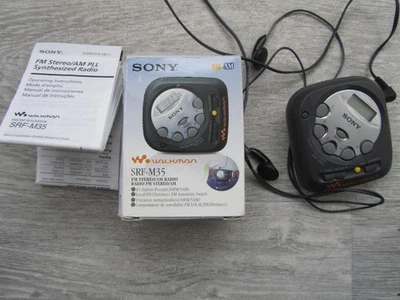 SONY WALKMAN SRF-M35 FM/AM RADIO,BOX,EARPHONES,INSTRUCTIONS - Image 1 of 4