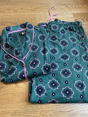 Conjunto de pijama de servicio de habitaciones para mujer XL cuello chal 2 piezas verde cachemira nuevo sin etiquetas Foto 1 de 3