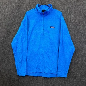 Patagonia Mens Large 1/4 Zip Pullover Fleece Jacket Blue Mock Neck Lightweight - Picture 1 of 12