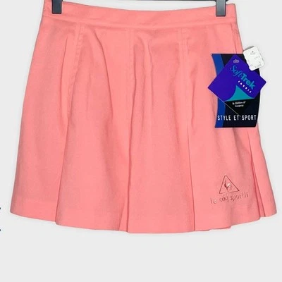 NWT LE COQ Sportif coral pink pleated tennis pickleball skort fist size 4 - Image 1 of 4