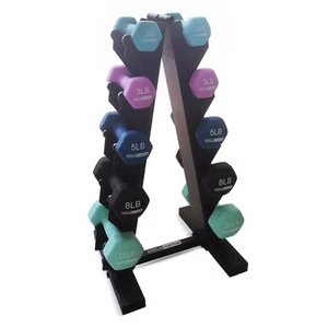 HolaHatha 2, 3, 5, 8, & 10 lb Neoprene Dumbbell Free Weight Set w/ Rack, Pastel - Picture 1 of 12