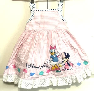 Disney Baby Mädchen rosa Streifen 12 - 18M Gänseblümchen Ente Minnie Mouse Strandkleid - Bild 1 von 2