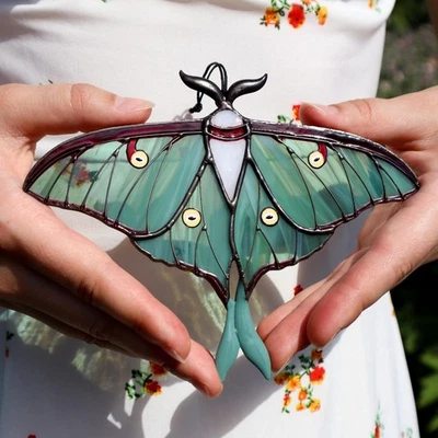 Luna moth бабочка suncatcher, витражи, уникальный - Изображение 1 из 4