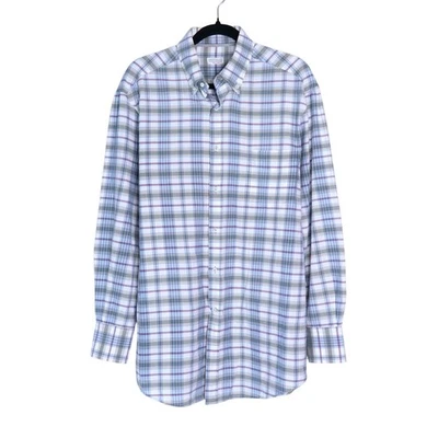 BRUNELLO CUCINELLI Basic Fit Button Down Shirt Multi Plaid Long Sleeve Men's L - Image 1 of 4