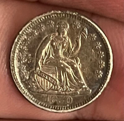 1850 Seated Liberty Half Dime , toned AU , scarce - Image 1 of 4