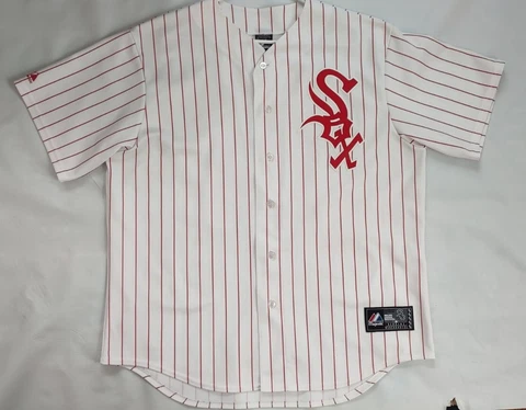VINTAGE MAJESTIC CHICAGO WHITE SOX #14 KONERKO WHITE WITH RED  PINSTRIPE JERSEY Cover