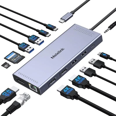 USB C Docking Station Triple Display 4K HDMI DisplayPort USB 3.0/2.0 100W PD3.0 - Image 1 of 4