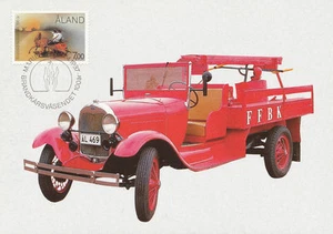 Aland Finnland 1987 Maxikarte Nr. 2 Feuerwehrauto AA-Ford 1928 Freiwillige Feuerwehr - Bild 1 von 2