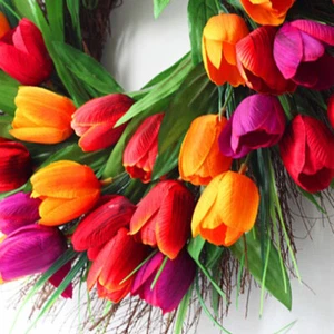 Fake Tulips Garland Decor Floral Wedding Door Flower Wreath - Picture 1 of 4