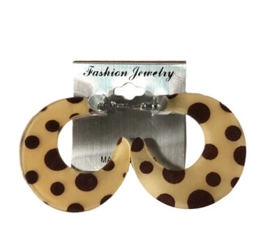 复古学院风棕色圆点环状耳环时尚珠宝首饰 (A)153 — 第 1/4 张图片